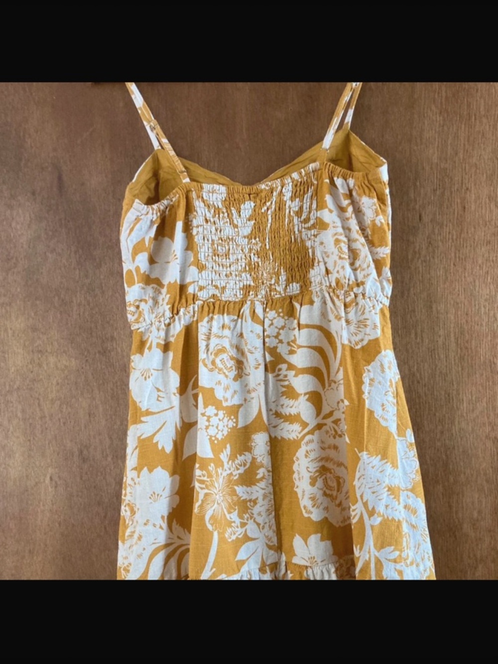 Linen Floral Ruffle Hem Summer Dress S - Picture 2 of 6